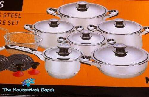 "BACK by Demand" KIRAZ 19 pc 18/10 Stainless Steel cookware set from The Housewives Depot