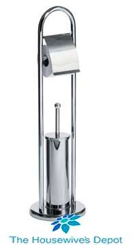 **SPECIAL** Free Standing Bathroom Chrome Toilet Brush & Paper Roll Holder from The Housewives Depot
