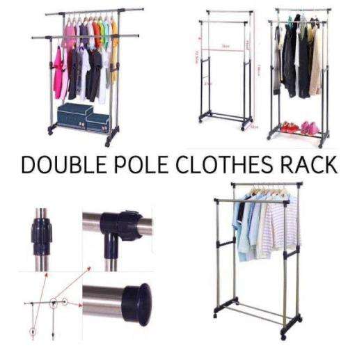 Telescopic Double Pole Clothes Drying Rack