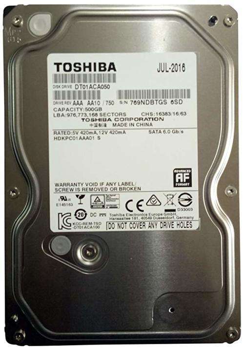 Toshiba 500GB Desktop Hard Drive HDD