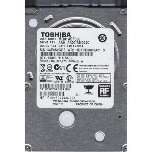 Toshiba 500GB Laptop Hard Drive HDD