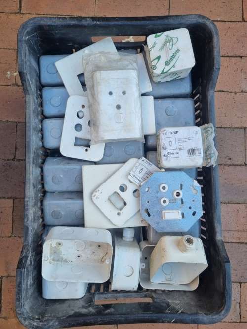 Huge Lot of Electrical Construciton Wall Boxes and Switches