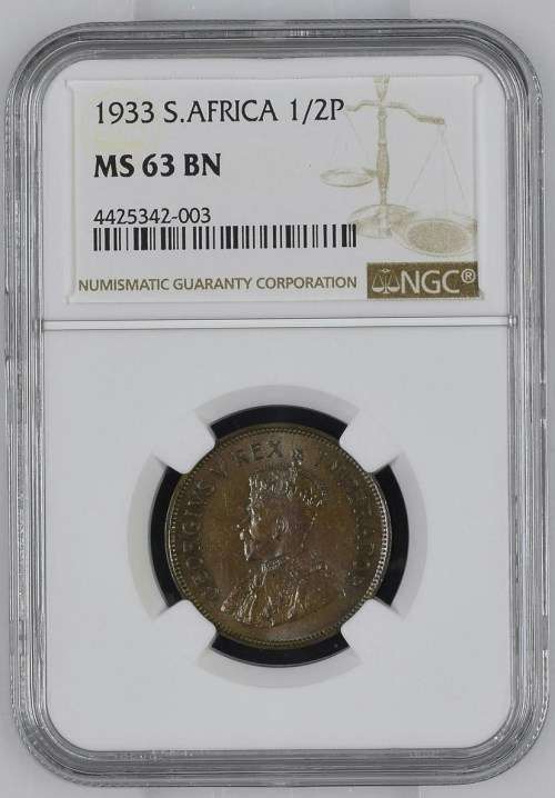 1933 S. AFRICA HALF PENNY: MS63BN - IMPOSSIBLE COIN