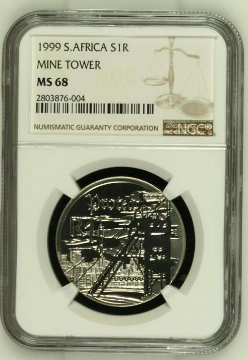UNCIRCULATED 1999 S. AFRICA S1R - MINE TOWER-  MS68