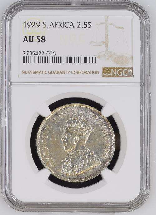 1929 S. AFRICA 2.5S - NGC GRADED AU58