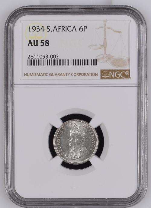 1934 UNION 6P - NGC GRADED AU58
