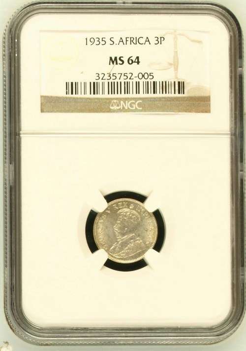 1935 SOUTH AFRICA UNION TICKEY - NGC GRADED MS64