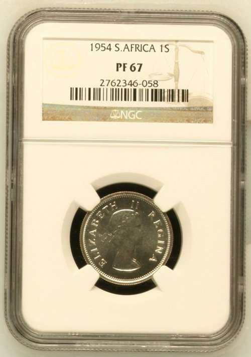 1954 SHILLING - NGC GRADED PF67