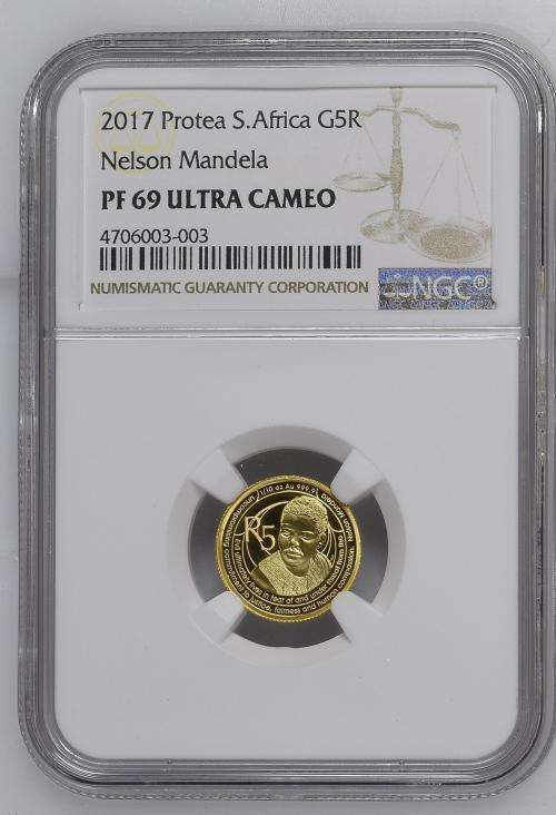2017 PROTEA GOLD R5 - NELSON MANDELA - PF69 ULTRA CAMEO