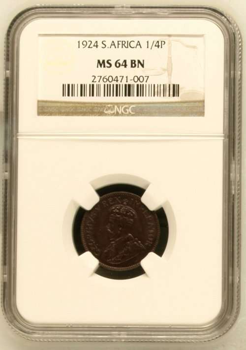 1924 S AFRICA FARTHING - HIGH GRADE - MS64BN