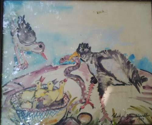 GREAT PIECE BY THE BEST ARTIST GLADYS MGUDLANDLU ~~ MIXED MEDIA WATERCOLOUR AND GUACH ON PAPER