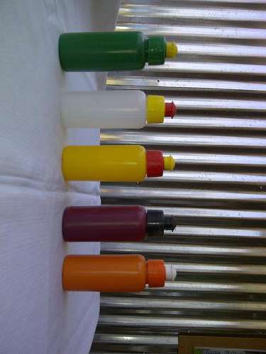 Empty orange with black nozzle 100 ml bottle for ball dip