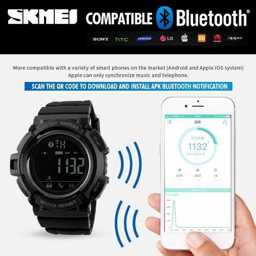 NATO Military Digital Smart Sports Watch  Mens Waterproof Bluetooth with Fitness Tracking SKMEI 1245