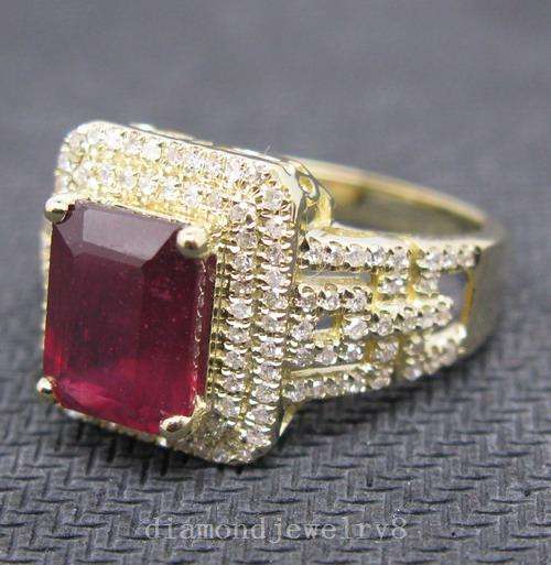 *** [ R65 000 ] Brilliant Diamond Blood Ruby Ring 4.52CT Solid 14K Gold*****