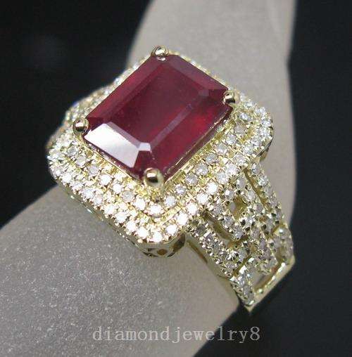 *** [ R65 000 ] Brilliant Diamond Blood Ruby Ring 4.52CT Solid 14K Gold*****