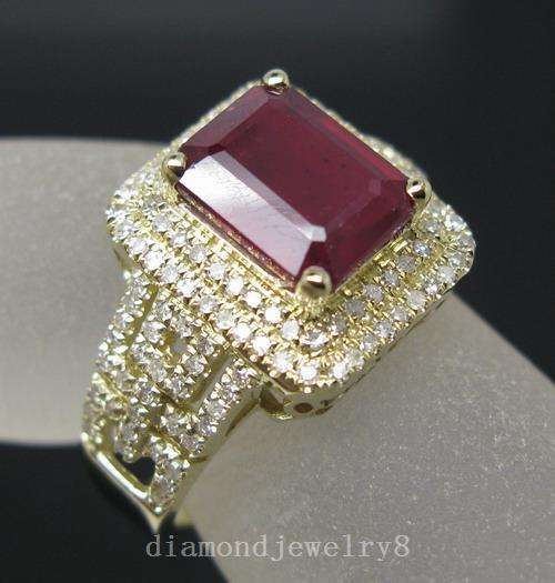 *** [ R65 000 ] Brilliant Diamond Blood Ruby Ring 4.52CT Solid 14K Gold*****