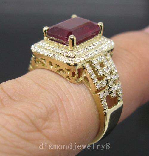 *** [ R65 000 ] Brilliant Diamond Blood Ruby Ring 4.52CT Solid 14K Gold*****