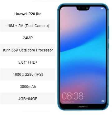 HUAWEI P20 LITE DUAL SIM 64GB IN BRAND NEW CONDITION