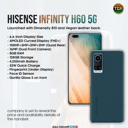 BEST DEAL FOR TODAY BRAND  NEW --- ` 5G ` Hï Sense INFINITY H60 128 GB valued over R9000