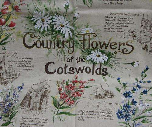 Decorative Tea Towel - Country Flowers of The Cotswolds - 100% Cotton - Made in Britain