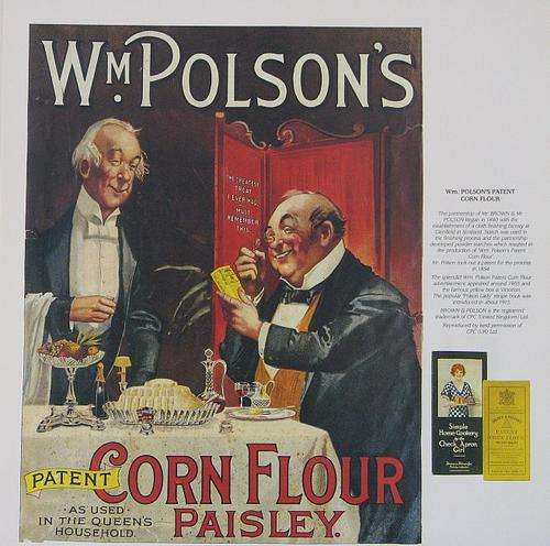 W M POLSON'S PATENT CORN FLOUR - Colour Print - LOVELY PIECE FOR THE KITCHEN