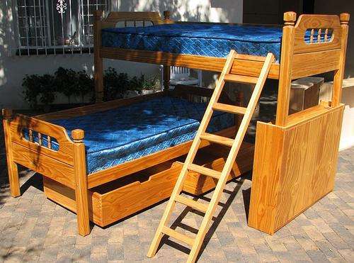 BUNK BEDS (PINE) - Incl. Bookcase, 2 x Storage Boxes, 2 Matresses (Second Hand)