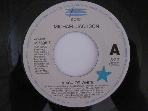 MICHAEL JACKSON - BLACK OR WHITE / INSTRUMENTAL 7" HOLLAND VG+