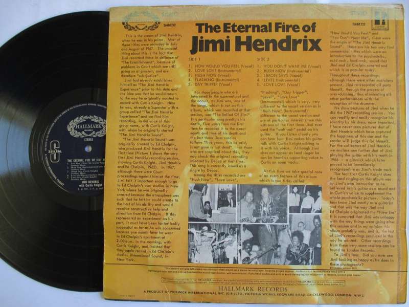 JIMI HENDRIX - THE ETERNAL FIRE WITH CURTIS KNIGHT - UK VG / VG