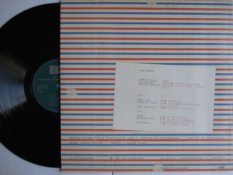 CHARLIE HADEN / JAN GARBAREK / EGBERTO GISMONTI - FOLK SONGS - GERMANY VG+ /VG+ ECM