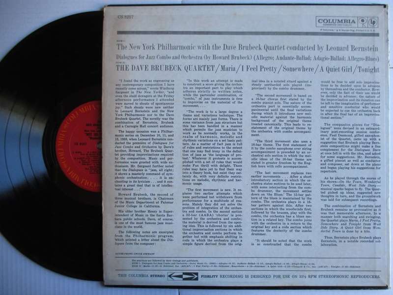DAVE BRUBECK - DIALOGUES FOR JAZZ COMBO AND ORCHESTRA - USA VG+ /VG+