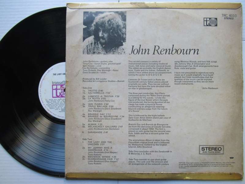 JOHN RENBOURN - THE LADY AND THE UNICORN - RSA VG /VG+