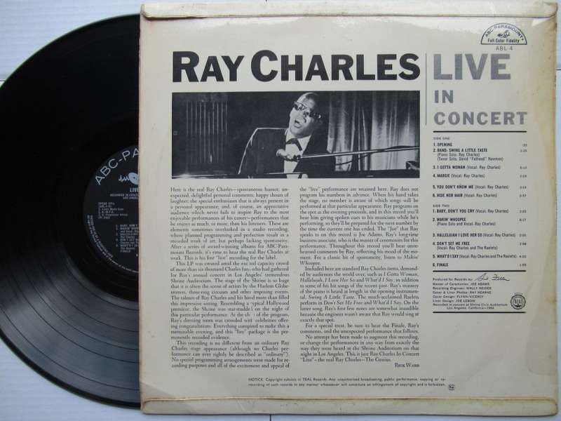 RAY CHARLES - LIVE IN CONCERT - RSA VG / VG 1964
