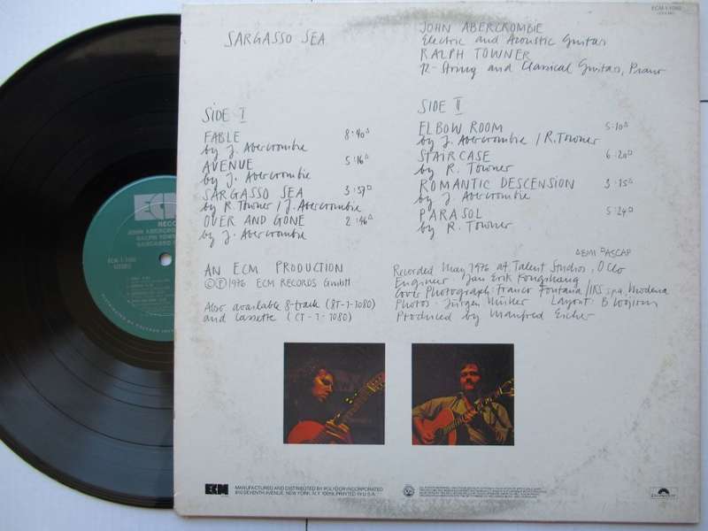 JOHN ABERCROMBIE / RALPH TOWNER - SARGASSO SEA - USA VG /VG+