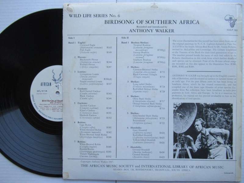 ANTHONY WALKER - BIRDSONG OF SOUTHERN AFRICA - RSA - VG / VG+