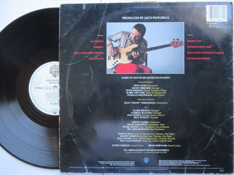 JACO PASTORIUS - INVITATION -GERMANY VG- /VG-