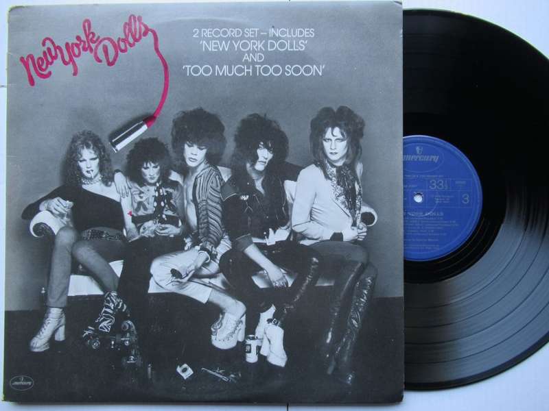 NEW YORK DOLLS - NEW YORK DOLLS & TOO MUCH TOO SOON - UK VG /VG+ 2 ALBUM GATEFOLD