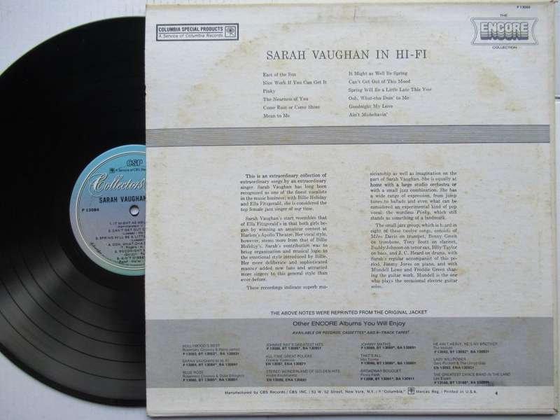 SARAH VAUGHAN - IN HI FI -USA VG /VG+