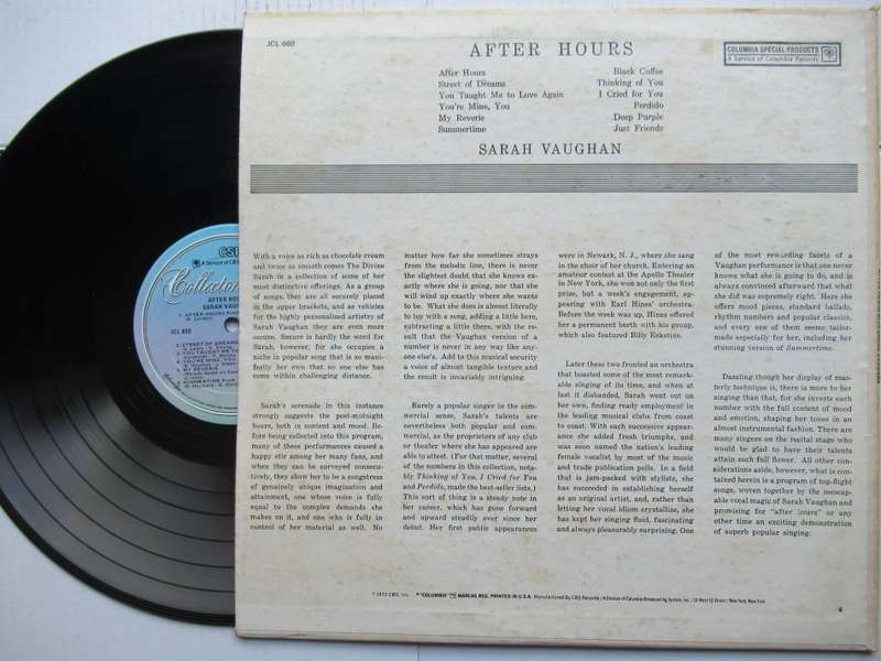 SARAH VAUGHAN - AFTER HOURS WITH SARAH VAUGHAN - USA VG /VG+