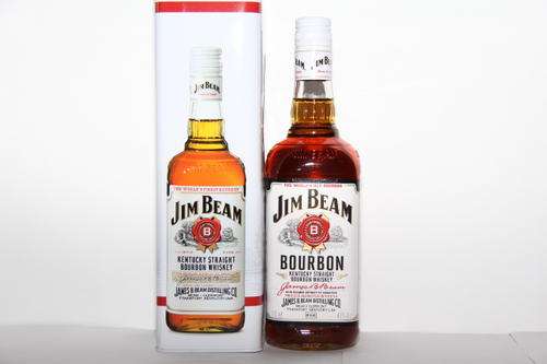 Jim Beam White Label Bourbon Whiskey 750ml in Tin.