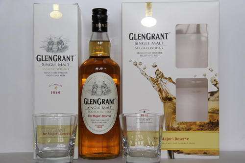 Glen Grant Single Malt Majors Reserve Whisky 750ml and 2 Glasses in Gift Pack.