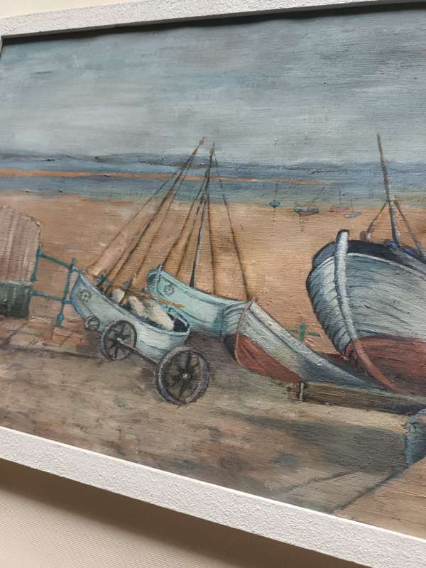 Oil painting V Ellis Boats Harbour
