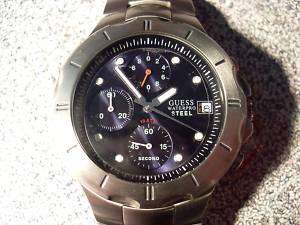 AMAZING NEW GUESS WATERPRO STEEL MEN'S DATE CHRONO