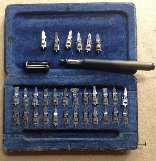 Pelikan Graphos set in well used condition, with extra nibs.  Postage R26.00