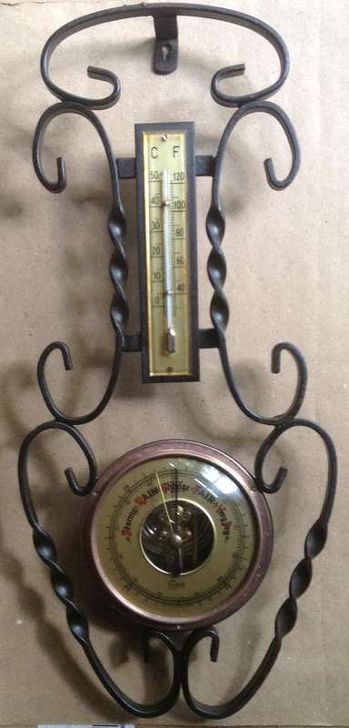 Barometer & Thermometer on Wrought Iron Frame....Barigo Made in West Germany