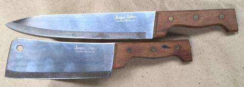 Two Jacques Debarr kitchen knives, as new. Knife length 35cms