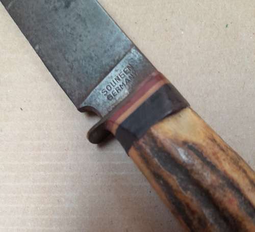 Solingen Germany  fixed blade knife with horn handle
