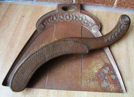 Antique rare find. "WMF" silent butler crumb sweeper & tray in copper & brass