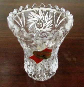 Anna Hutte 24% Lead Crystal Multifaceted Vase West Germany 9 High x D 6 cms.
