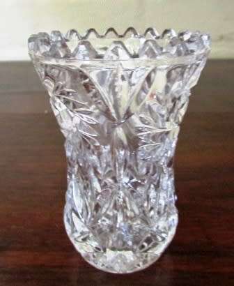 Anna Hutte 24% Lead Crystal Multifaceted Vase West Germany 9 High x D 6 cms.