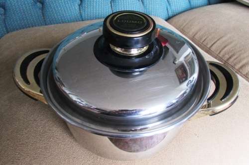 24 Carat Gold Plated Waterless Cookware. Loumo 18/10 s/s Large Lidded Pot. Heavy Bottomed
